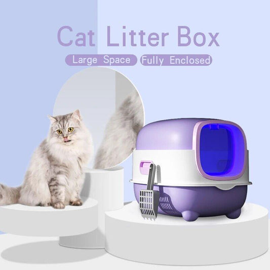 Large Size Cat Litter Box Fully Enclosed Spillproof Deodorant Oversize Capacity UV Sterilization Pet Supplies
