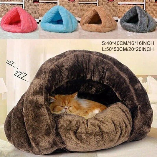 Pet Dog Cat Triangle Bed House Warm Cushion Bedding Cave Basket